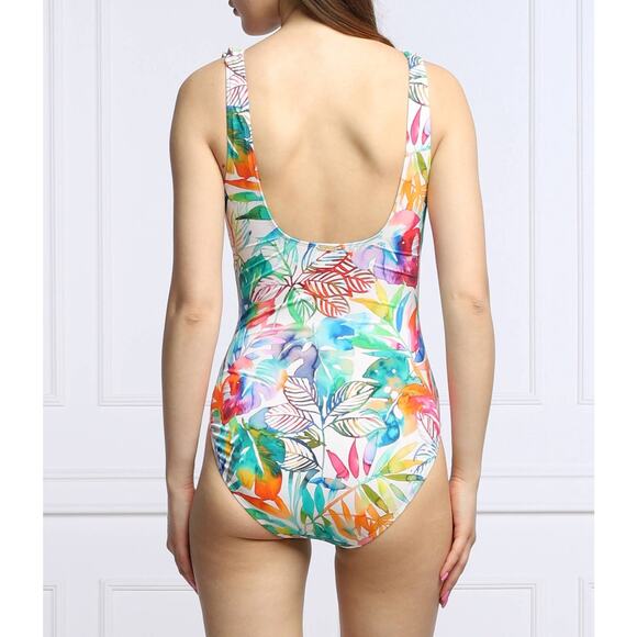 LAUREN Ralph Lauren Ruffle Surplice One-Piece SZ 16 Tropical Caribbean - Picture 3 of 7